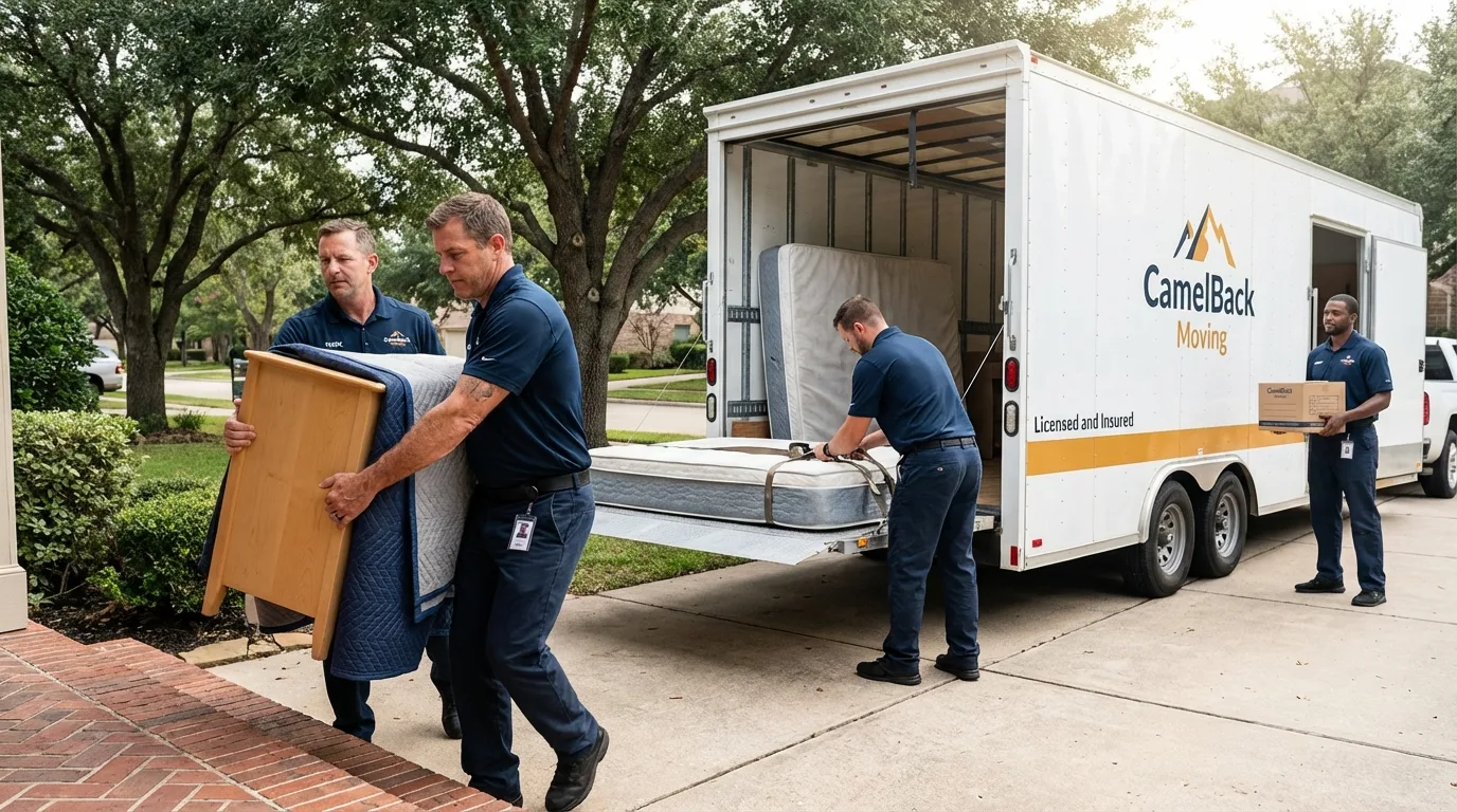 Crew loading residential truck for cross-state move from Warrenville, SC