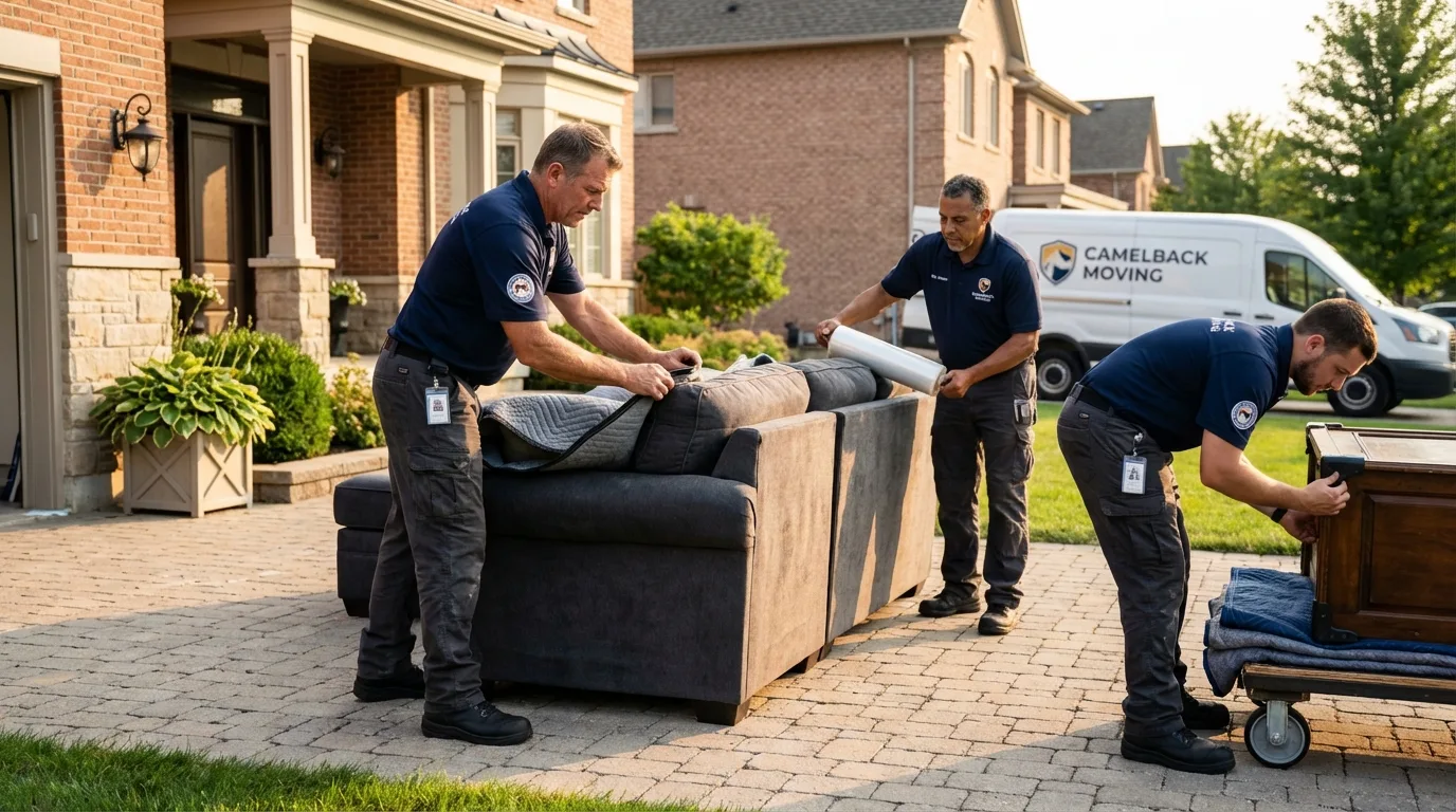 Large estate moving crew wrapping furniture in Warrenville, SC